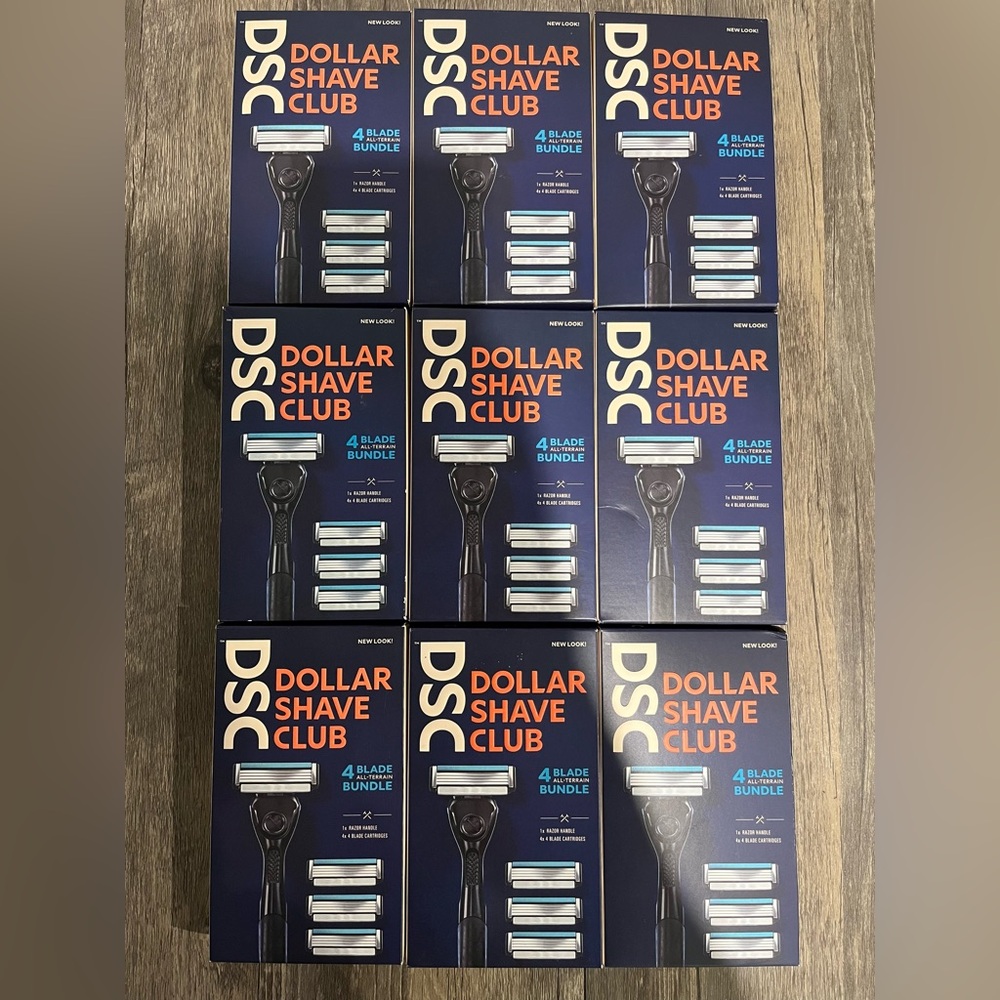 Dollar Shave Club Bundle (9 Boxes) 9 Razor Handles, 36 4 Blade Cartridge Refills